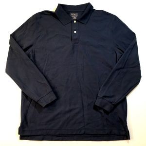 LL Bean Polo Long Sleeve Shirt Navy Size Large